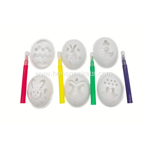 6PCS Easter Egg Stencils with 4PCS Water Color Pen